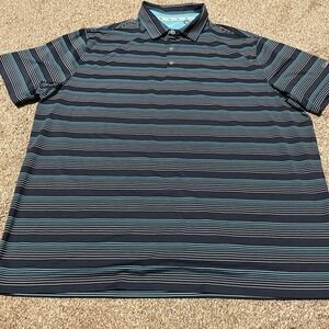 Walter Hagen Mens XXL Performance Golf Polo Shirt Striped Brthble Wrinkle Resist